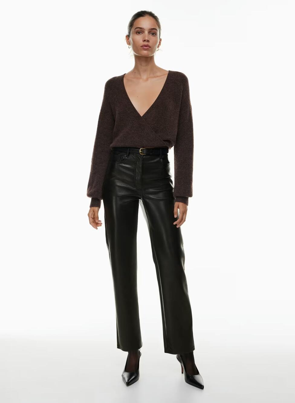 Aritzia Wilfred Women's The Melina High-waisted Vegan Leather Pants Size 4 Black